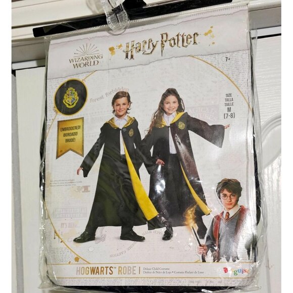 Harry Potter Hogwarts Kids Costume 7-8 Robe House Crests Hufflepuff Disguise - Picture 5 of 8
